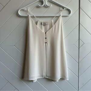 Women’s petit Loft Ivory Sleeveless blouse with gold button detail size S